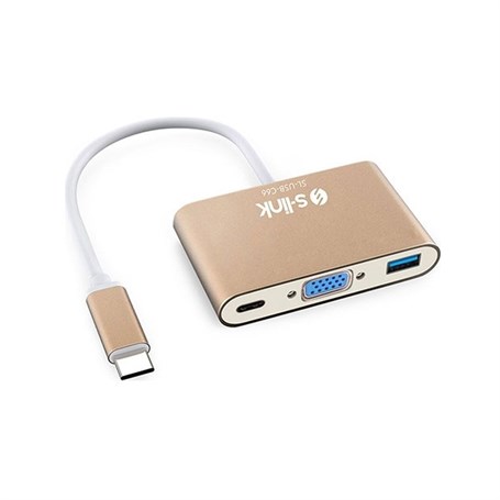 S-link SL-USB-C66 Type-C to VGA+usb3.0+pd Kablo