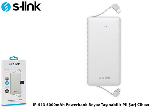 S-link IP-513 5000mAh Beyaz Powerbank