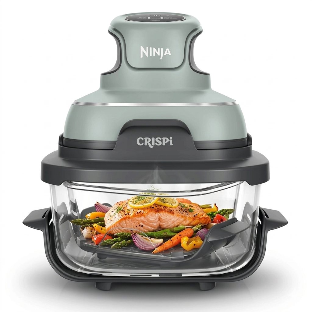 Ninja CRISPi 4-in-1 Akıllı Air Fryer - 4 Fonksiyonlu Cam Hazneli Hava Fritözü - Gümüş Gri