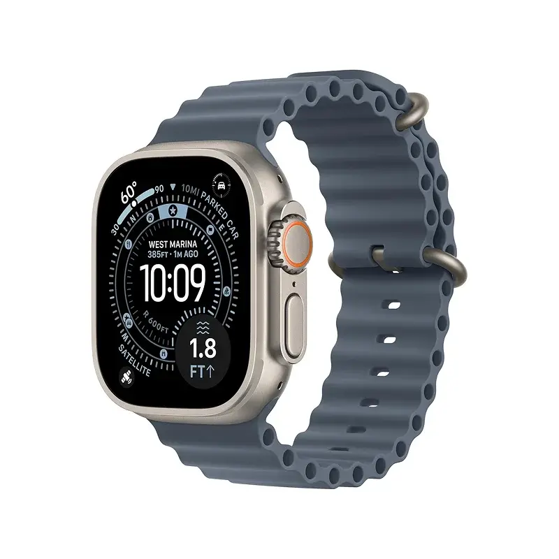 Medium - Natural Titanium/Anchor Blue Ocean Band