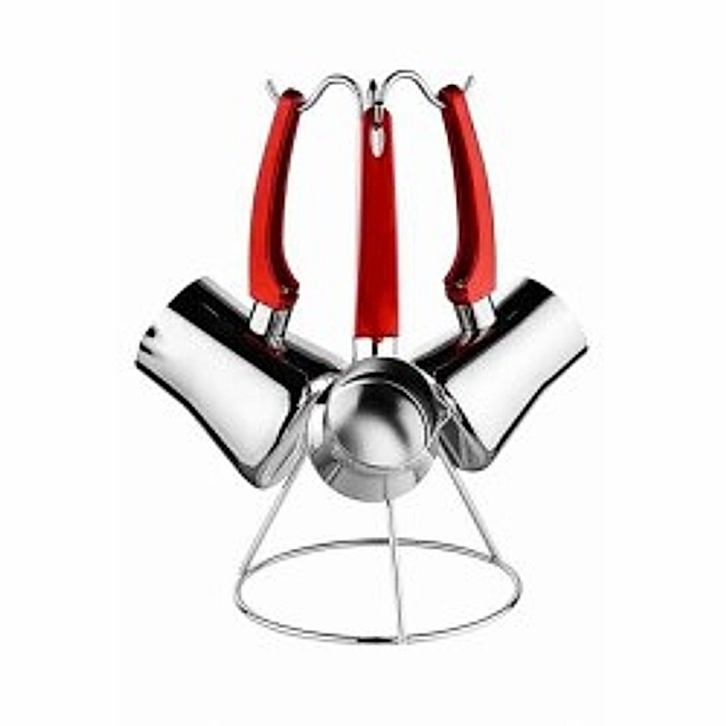 Lines S.1463 3-Piece Steel Turkish Coffee Pot Set