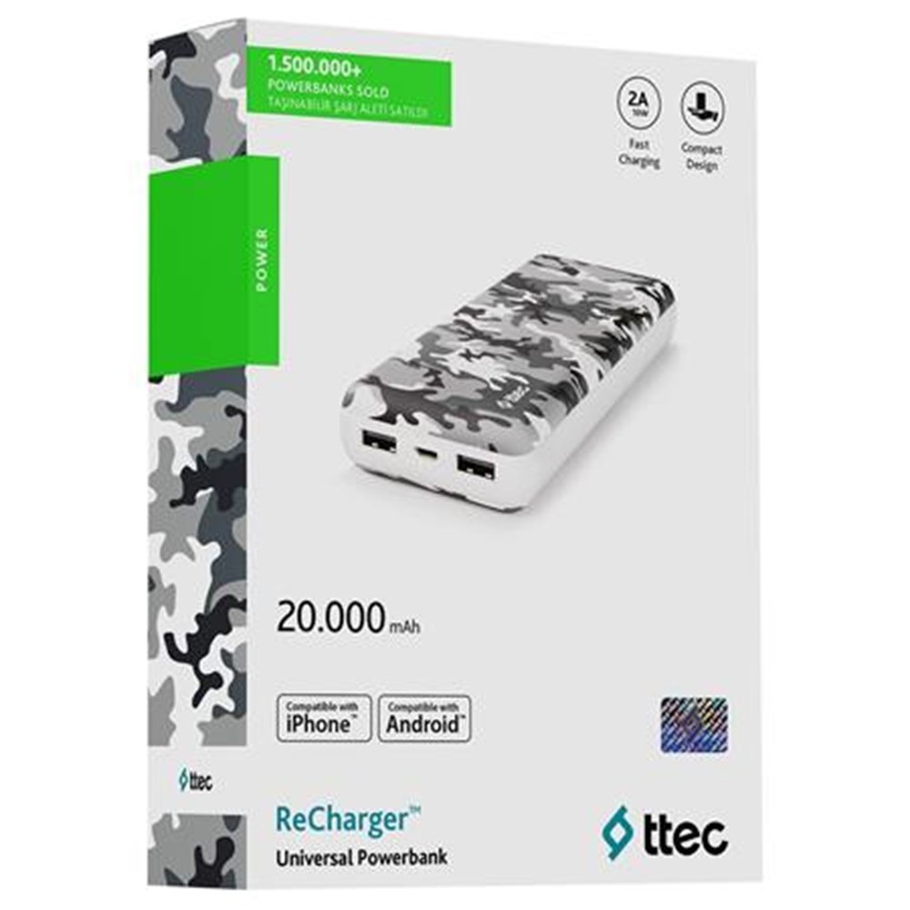 TTEC 2BB157BK ReCharger 20.000mAh Siyah Powerbank