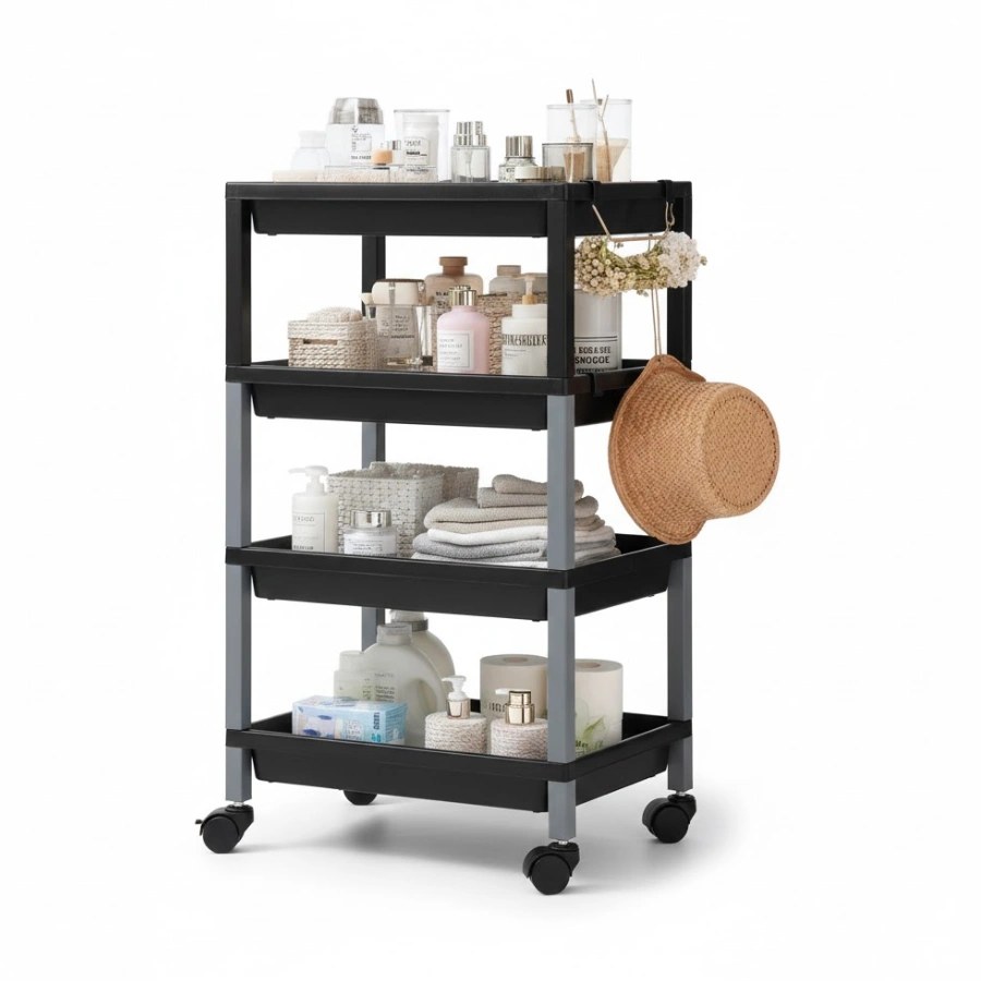 ETM 009 Black 4-Tier Bathroom Shelf
