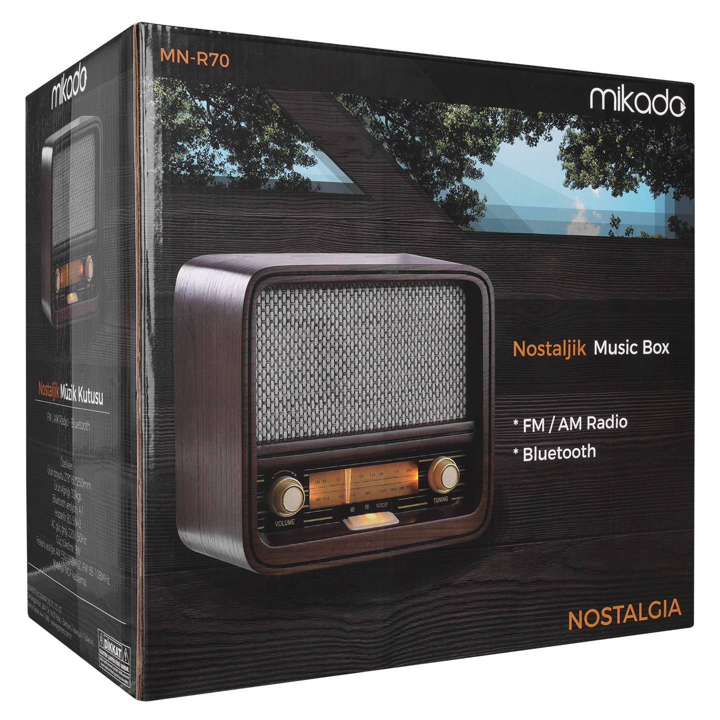 Mikado Nostalgia MN-R70 5W*2 FM Radyo+Bluetooth Destekli Müzik Kutusu