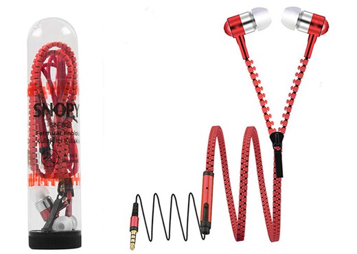Snopy SN-808 Zipper Wired Red In-Ear Headset