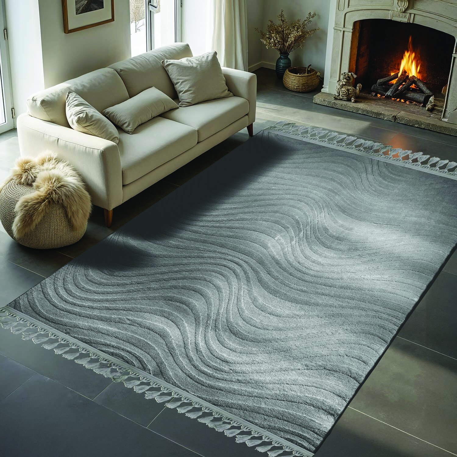 Dinarsu Alaçatı S.3363 190x290 Tasselled Rug
