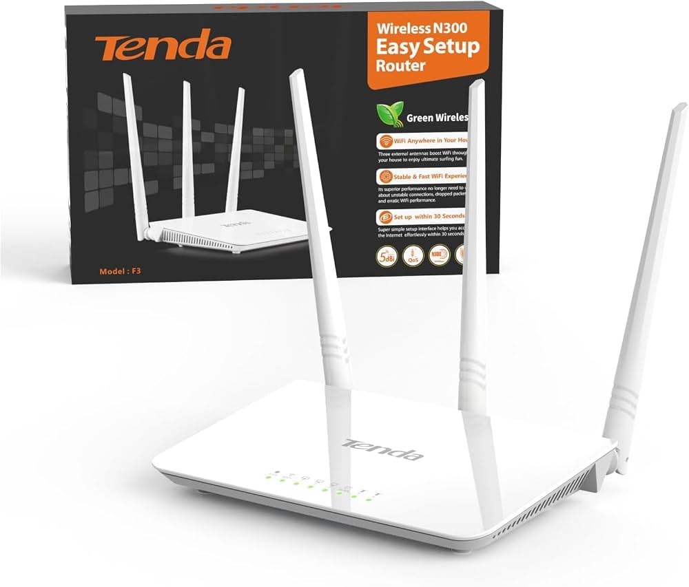 Tenda F3 300Mbps 11N Wireless Modem Router, 3 × 5 dBi Fixed Antennas