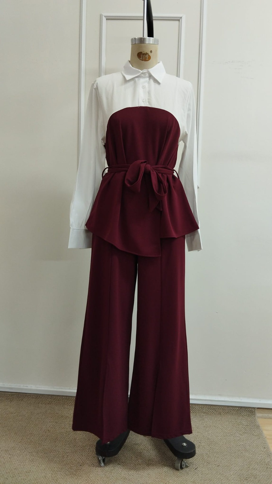 Girince 195226 Women's Blouse and Slit-Detail Trousers Set