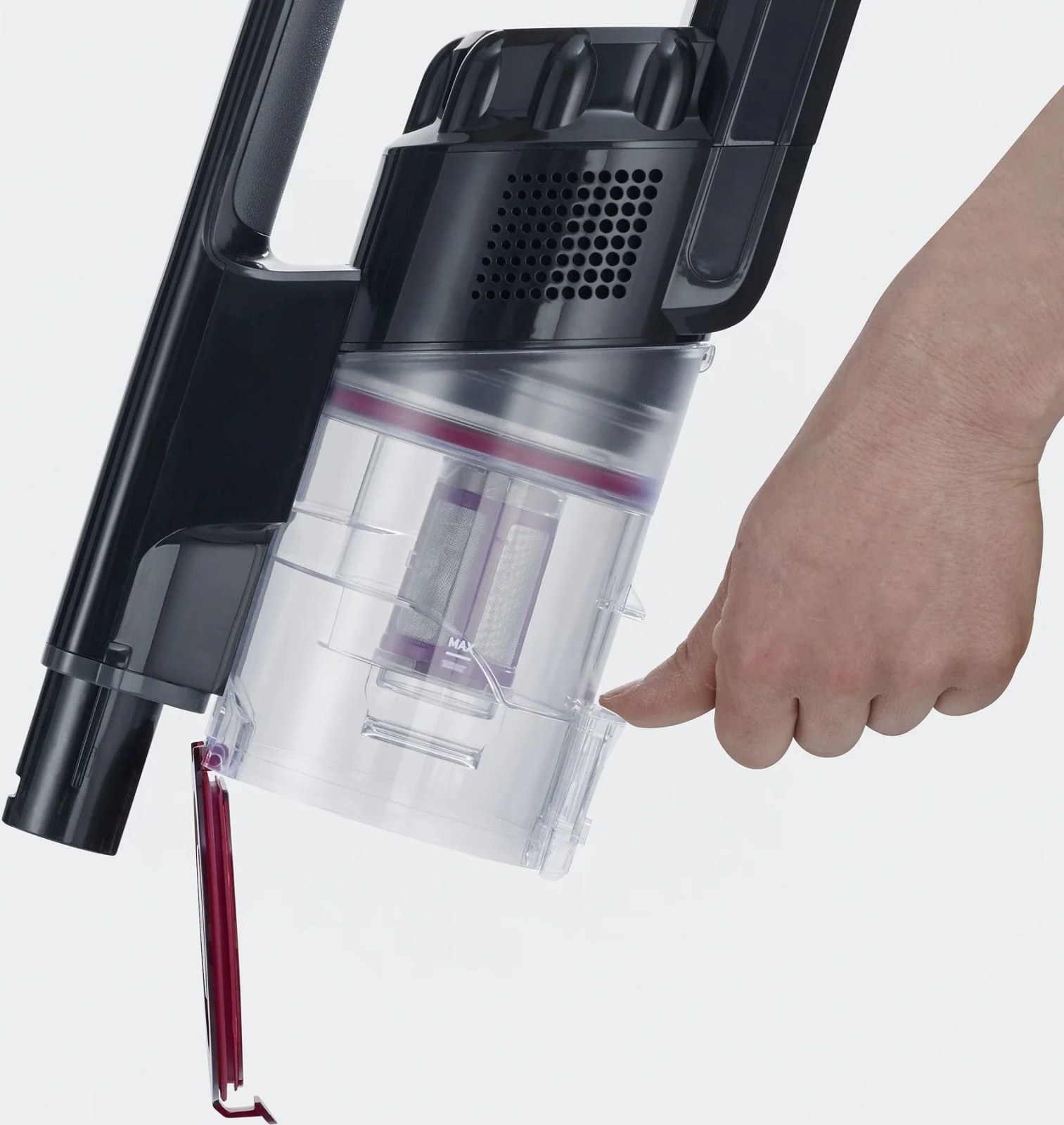Severin HV 7154 Kablosuz 2'si 1 Arada Dikey ve El Süpürgesi 22.2 V Gece Siyahı - Lâl Kırmızı