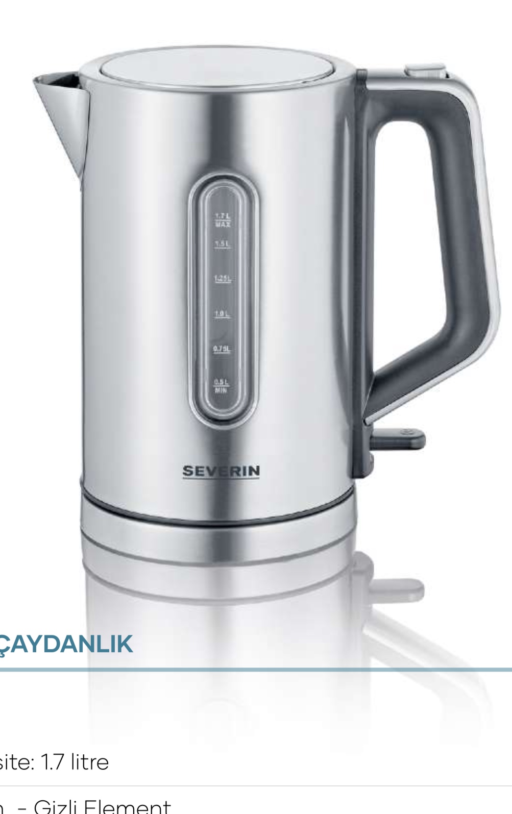 Severin WK 3402 Çelik Elektrikli Çaydanlık 2400 W 1,7 L