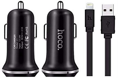 HOCO ARAÇ ŞARJI + Micro USB Kablo SİYAH