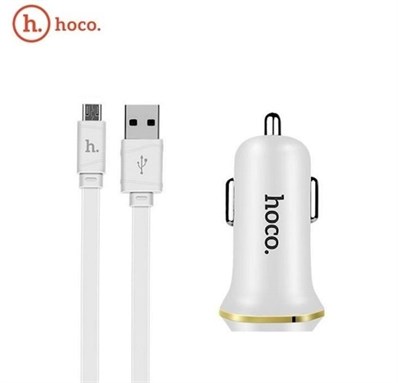 HOCO ARAÇ ŞARJI + Micro USB Kablo BEYAZ