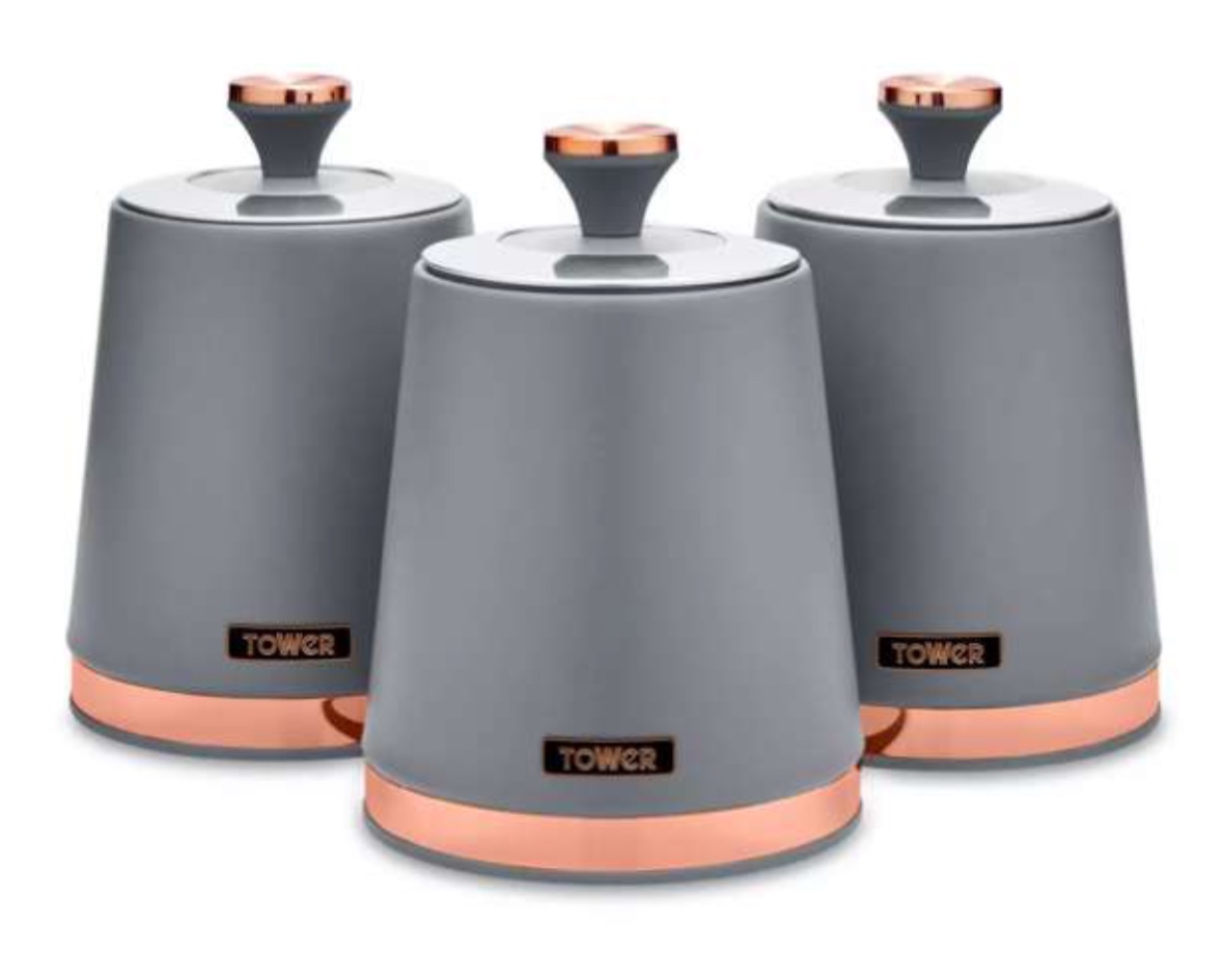 Tower Cavaletto T826131GRY 3'lü Saklama Kabı Seti 1,3 L Gri