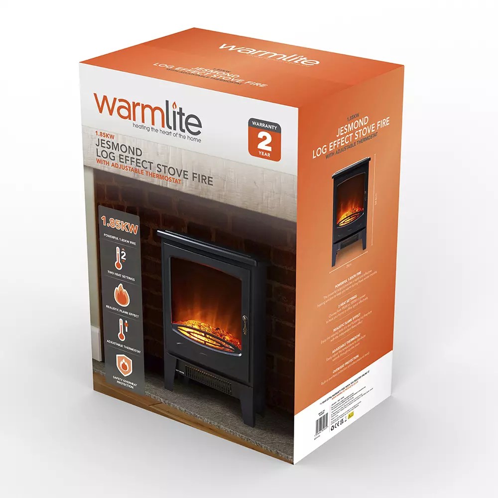 Warmlite Jesmond WL46040 1850 W Electric Stove, Black