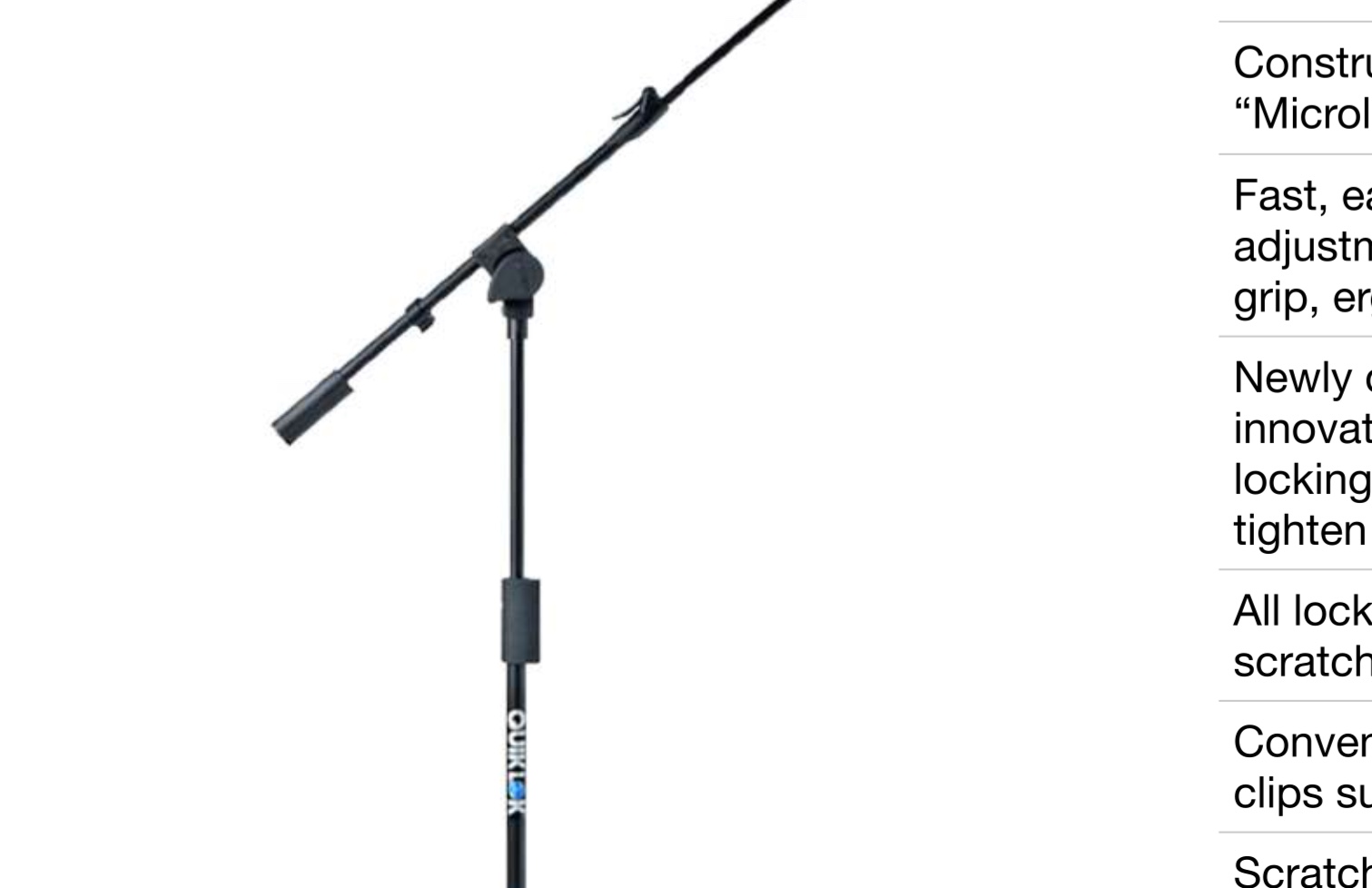 Quik Lok A/304 Teleskopik Boom Mikrofon Standı 56–102 cm Siyah