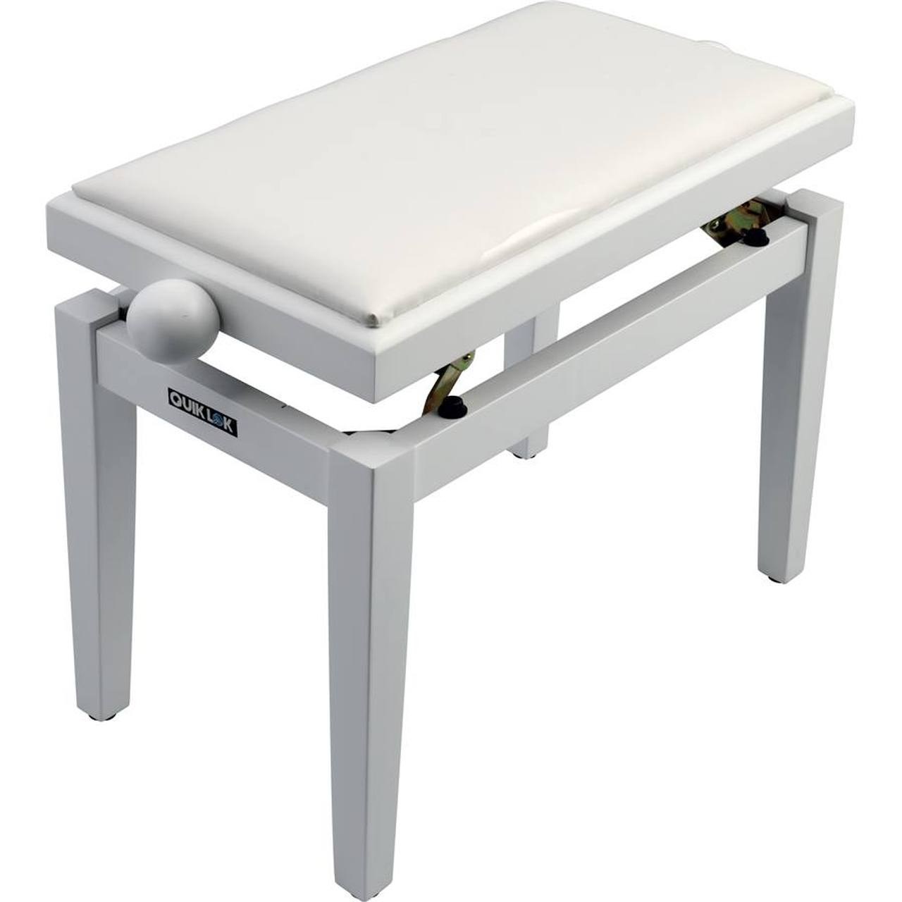 Quik Lok PB/100WHS Height-Adjustable Wooden Piano Bench, Matte White
