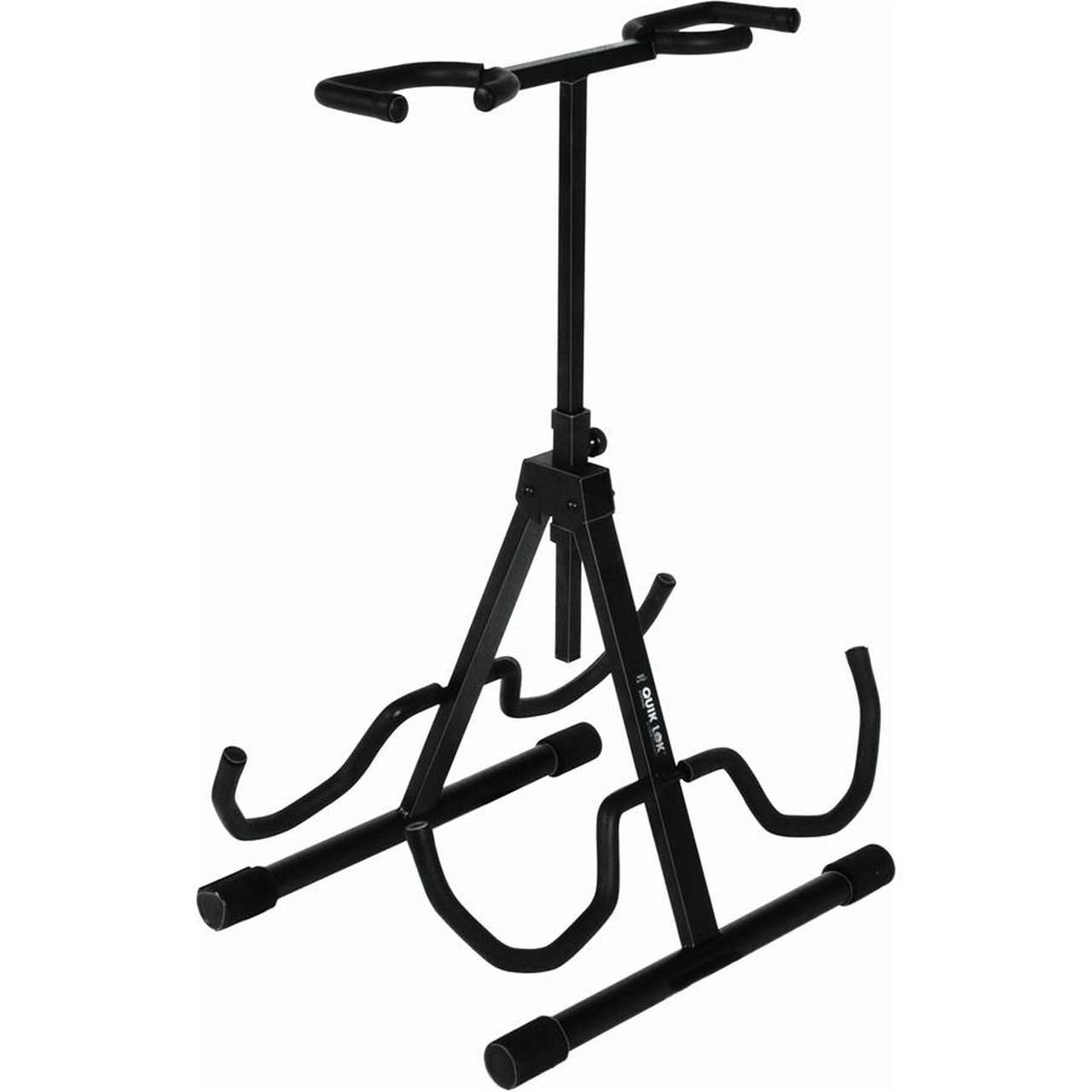Quik Lok QL/694 Double Universal Acoustic and Electric Guitar Stand, Black