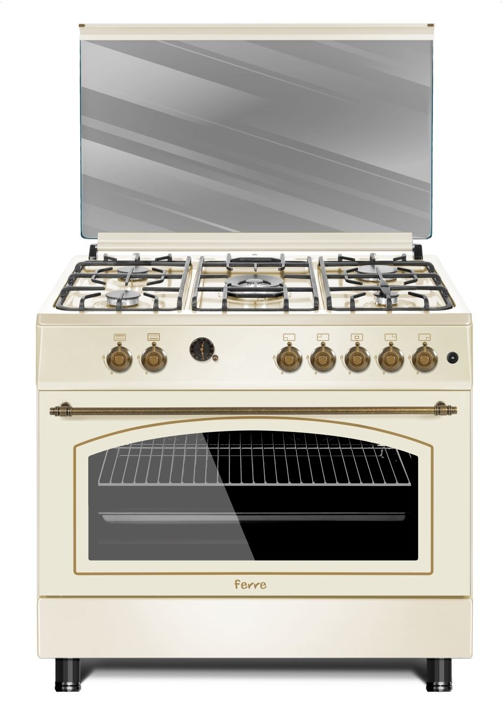 Ferre Trendy Style F9L50GE 90 cm Gas Cooker with Oven, Rustic Cream
