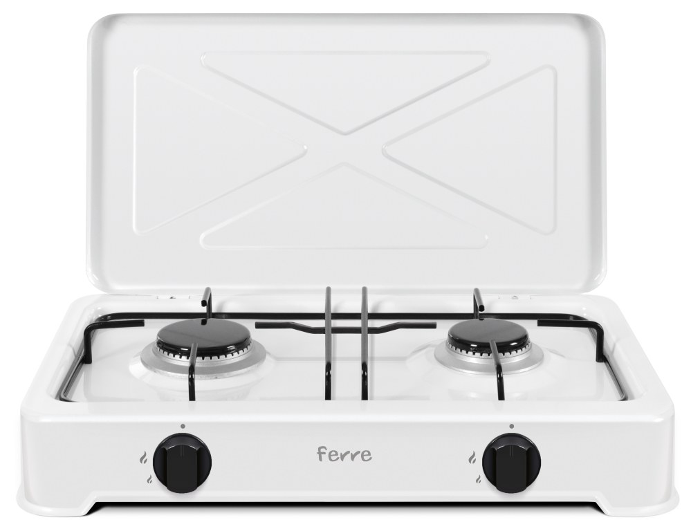 Ferre O-200/WH White Double-Burner Gas Hob