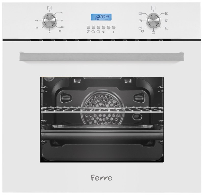 Ferre 7001 BE7-LDG WH White Glass Built-in Oven, 7 Functions