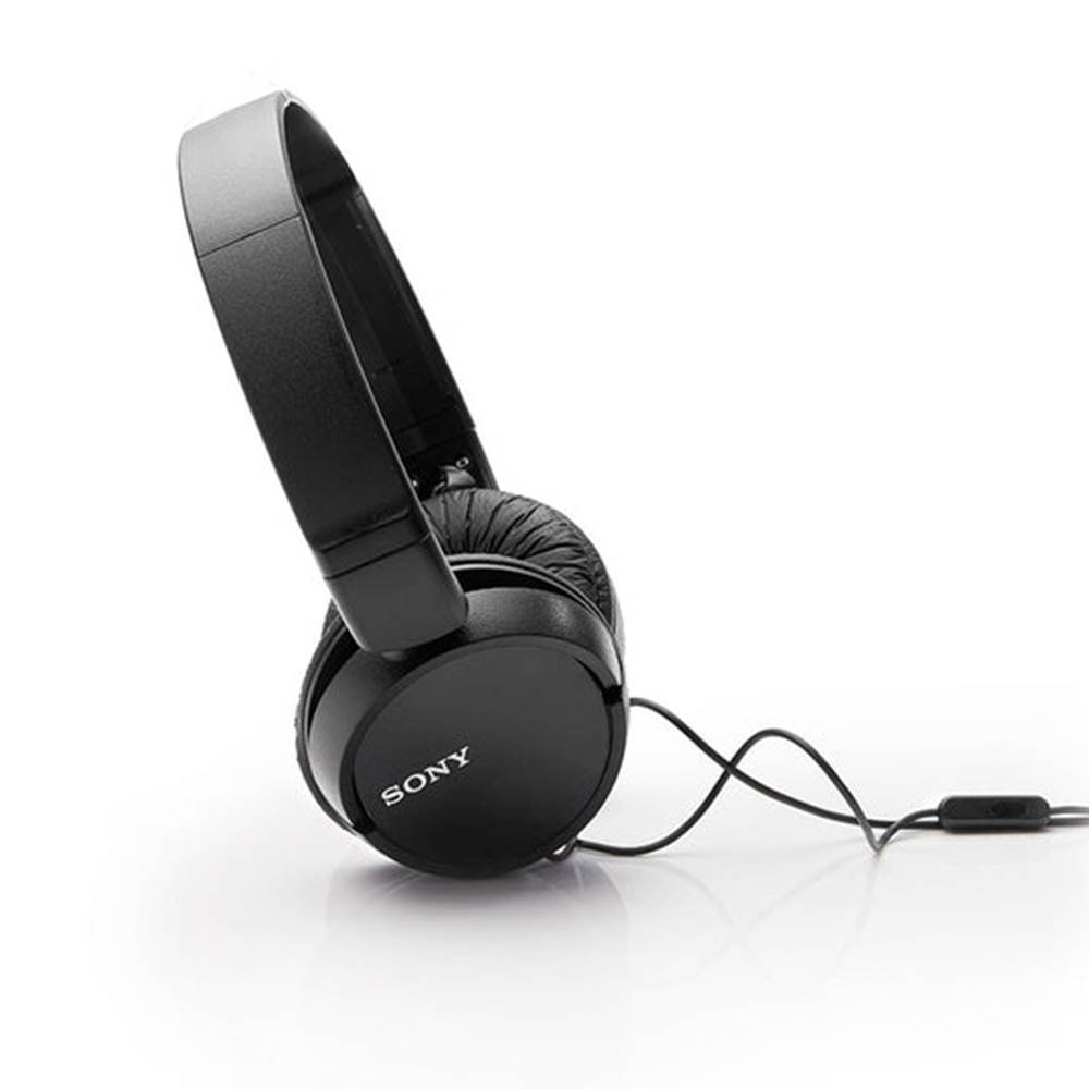 Sony MDR-ZX110AP, чёрные накладные наушники с микрофоном
