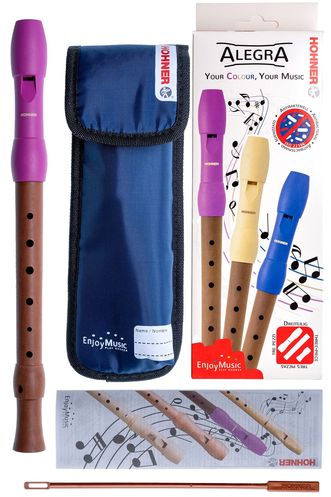 HOHNER Alegra C-Soprano Blok Flüt 2 Parça Pembe