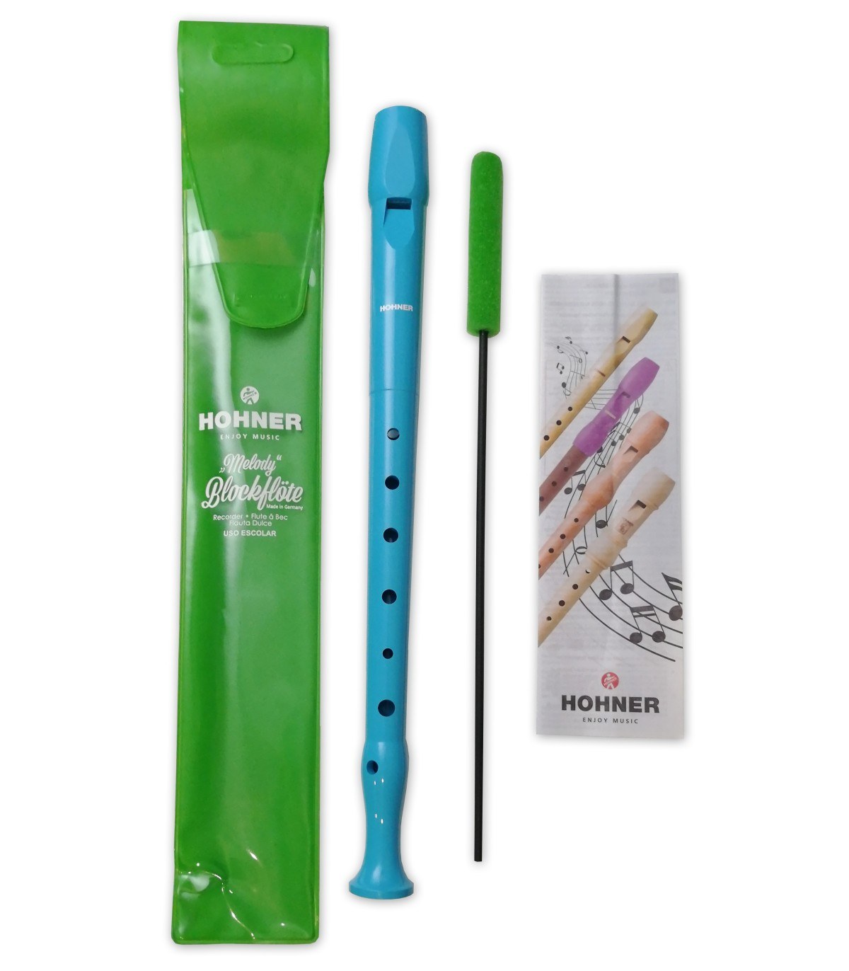 HOHNER Melody Line Coloured Edition C-Soprano Blok Flüt 1 Parça Açık Mavi Alman Sistem