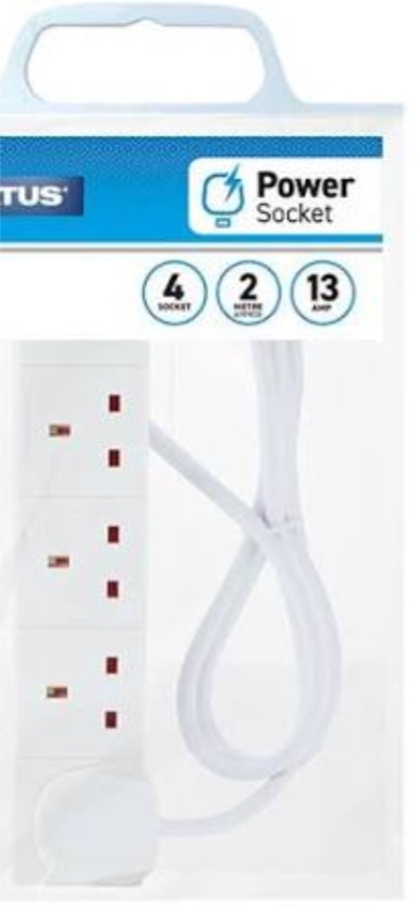 4 Soketli 2 Metre Kablolu Beyaz Seyyar Priz