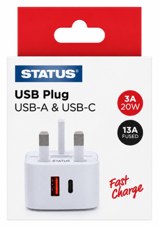 3A 20W USB-A & USB-C Girişli Beyaz Hızlı Şarj Adaptörü