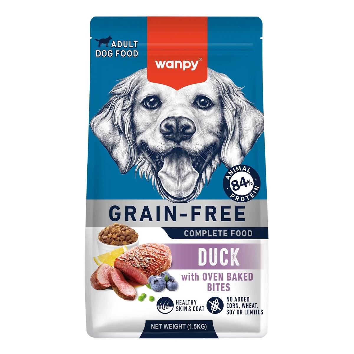 Wanpy Grain Free Complete Food For Adult Dog Duck Recipe 1,5kg