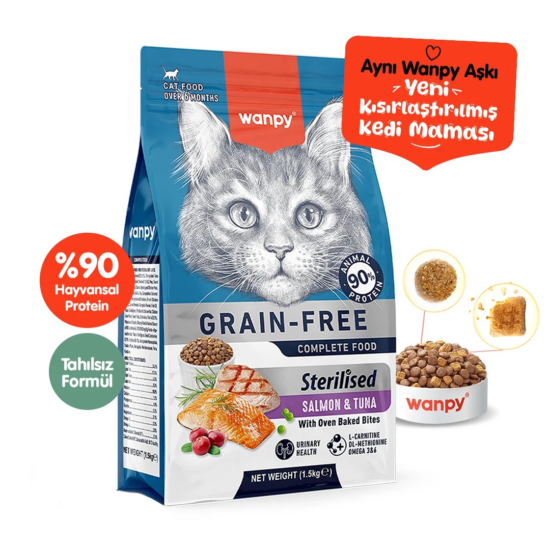 Wanpy Grain FREE Sterilized Cat Food Salmon & Tuna Recipe 1,5kg