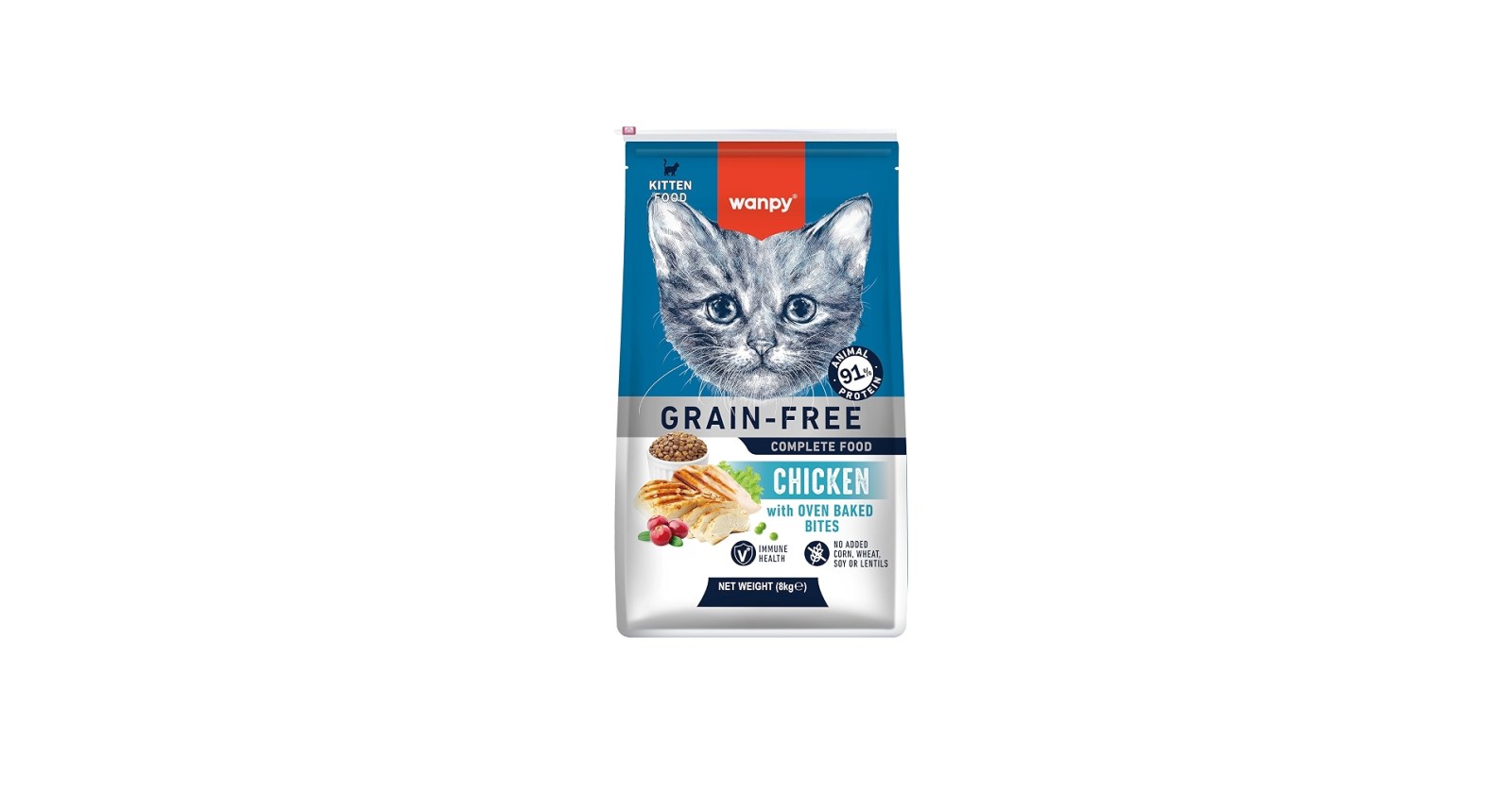 Wanpy Grain FREE Complete Food for Kitten Chicken Recipe 8kg