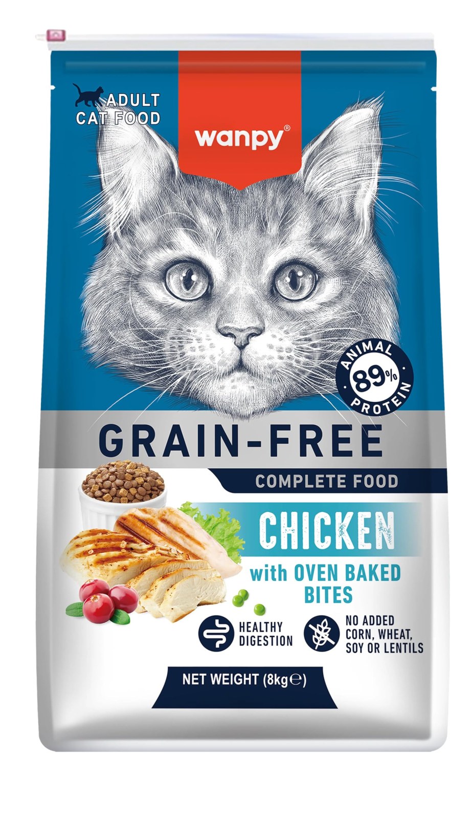Wanpy Grain FREE Complete Food for Adult Cat Chicken Recipe 8kg