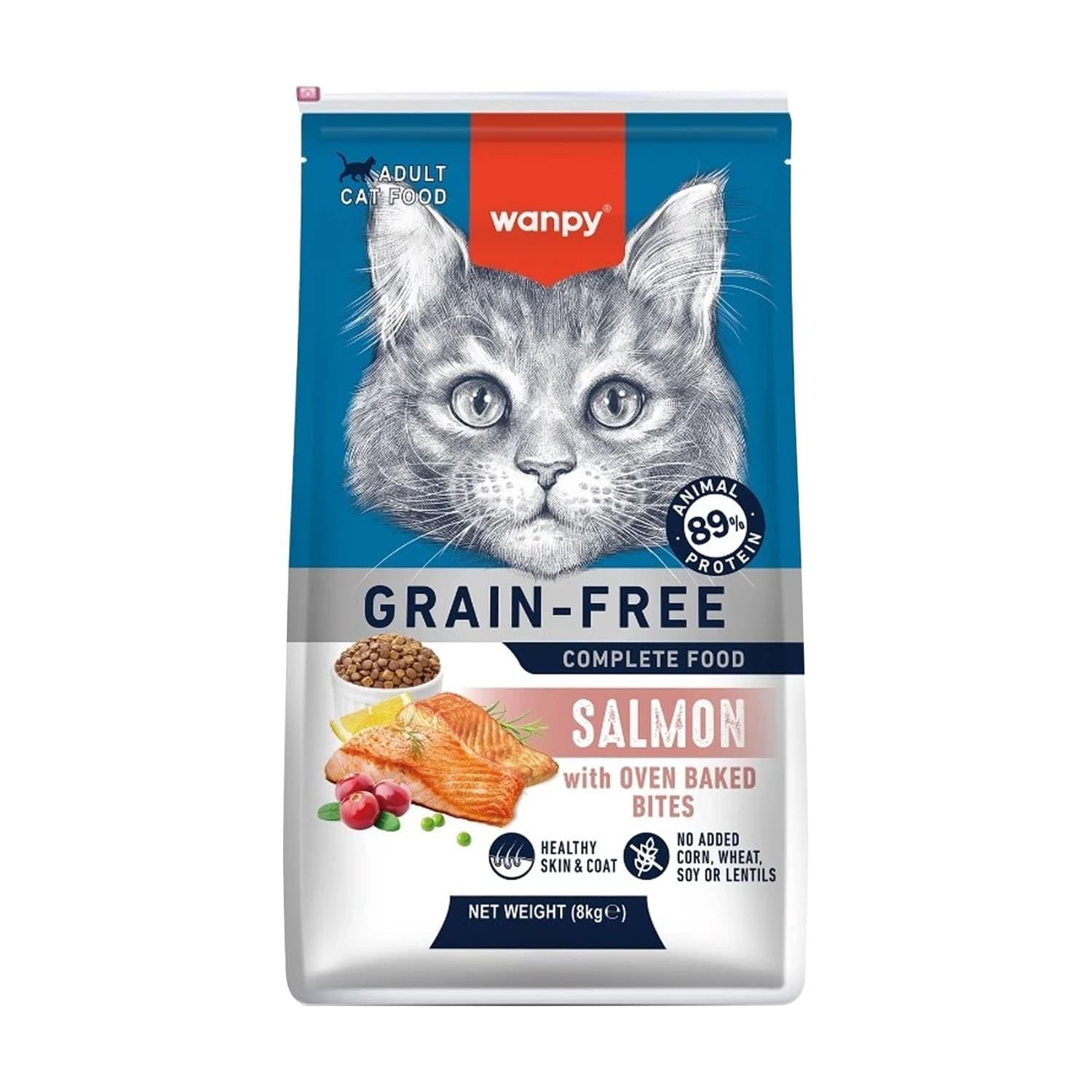 Wanpy Grain FREE Complete Food for Adult Cat Salmon Recipe 8kg