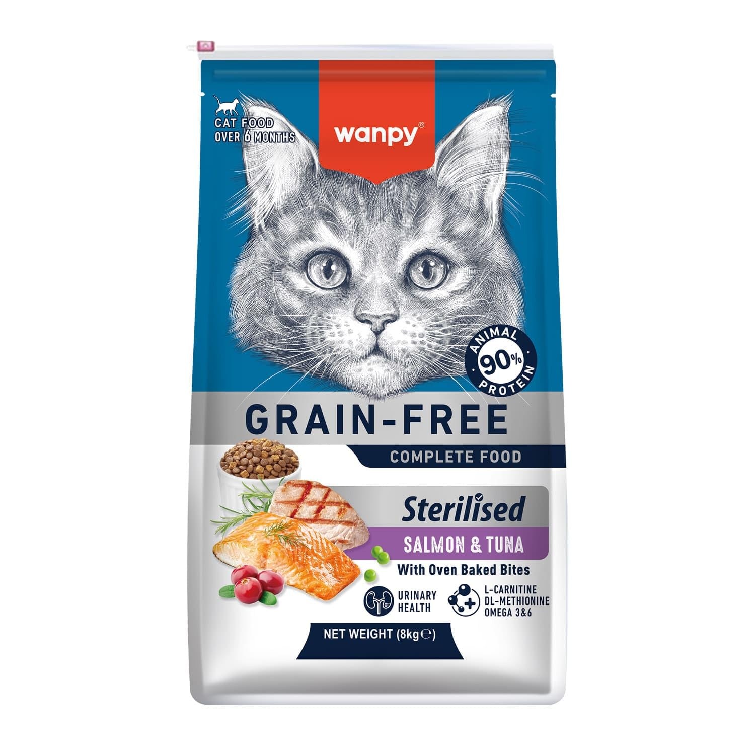 Wanpy Grain FREE Sterilized Cat Food Salmon & Tuna Recipe 8kg