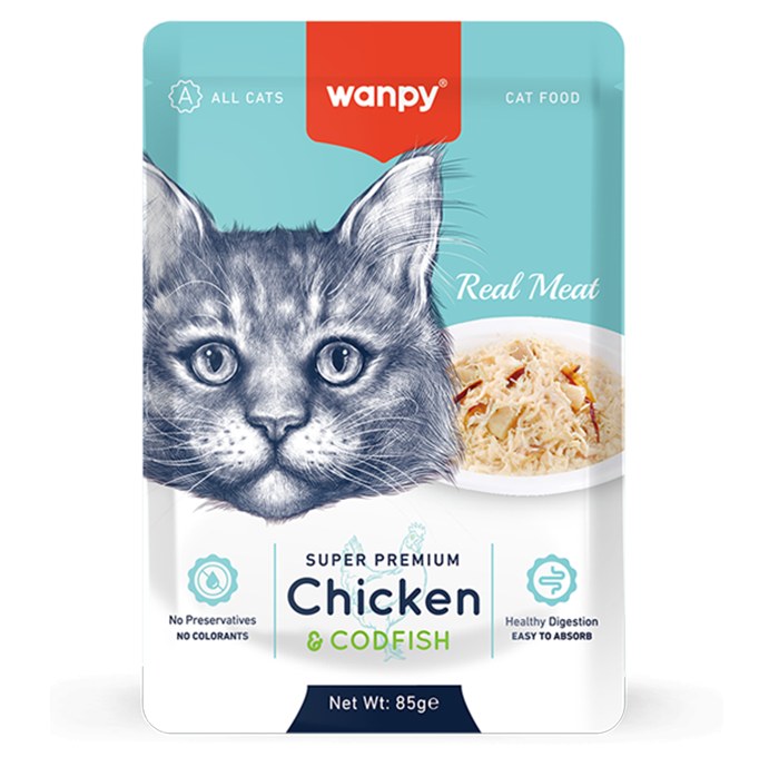 Wanpy Retort Pouch Chicken & Codfish for Cat 85gr