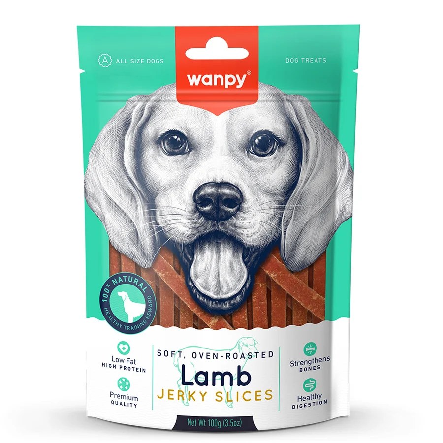 Wanpy Soft Lamb Jerky Slices Dog Treats 100 g