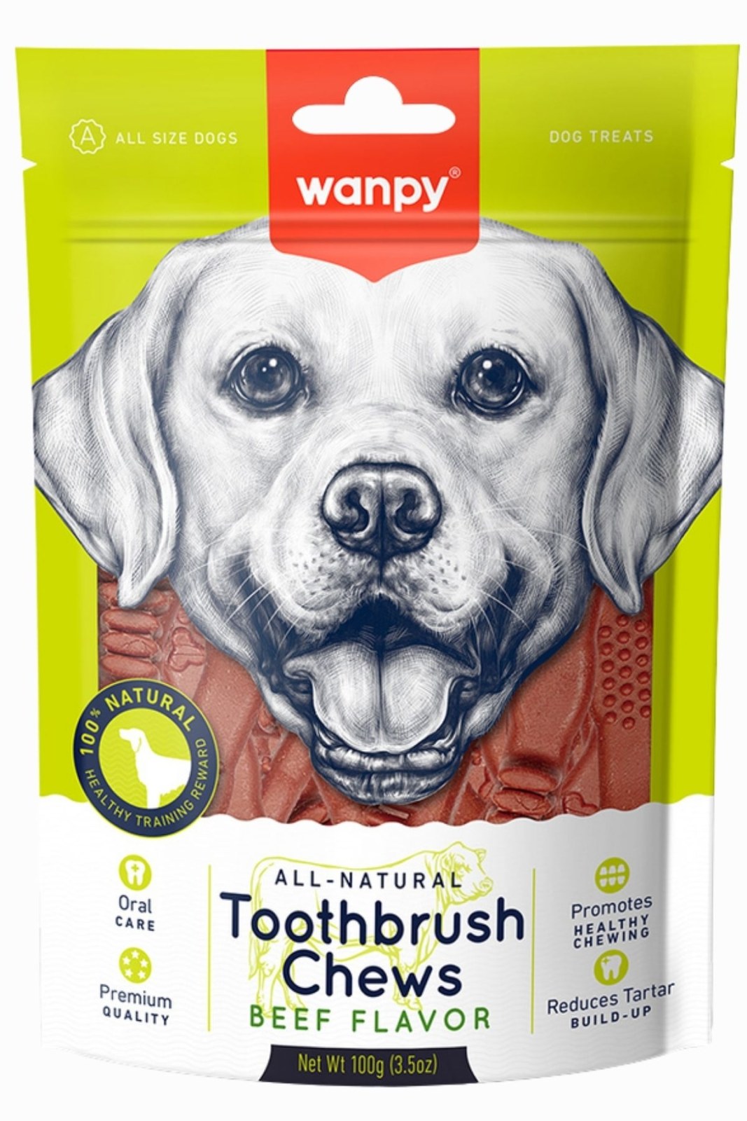 Wanpy Beef Flavor Toothbrush Chews 100 g