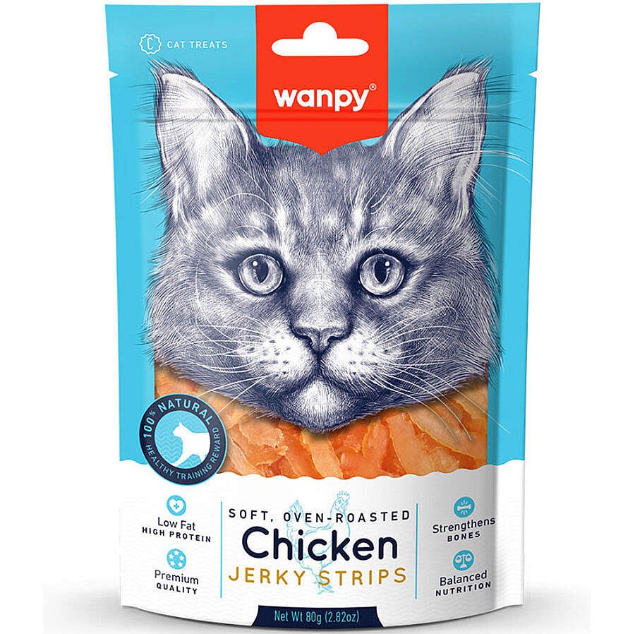 Wanpy Soft Chicken Jerky Strip Cat Treat 80 g