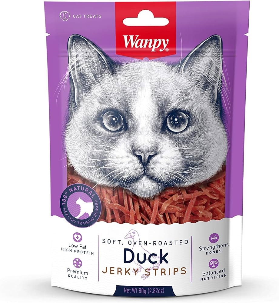 Wanpy Soft Duck Jerky Strips Cat Treats 80 g