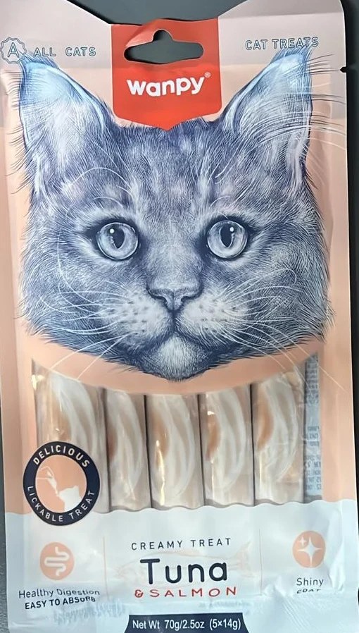 Wanpy Tuna & Salmon Lickable Cat Treat 14 g × 5