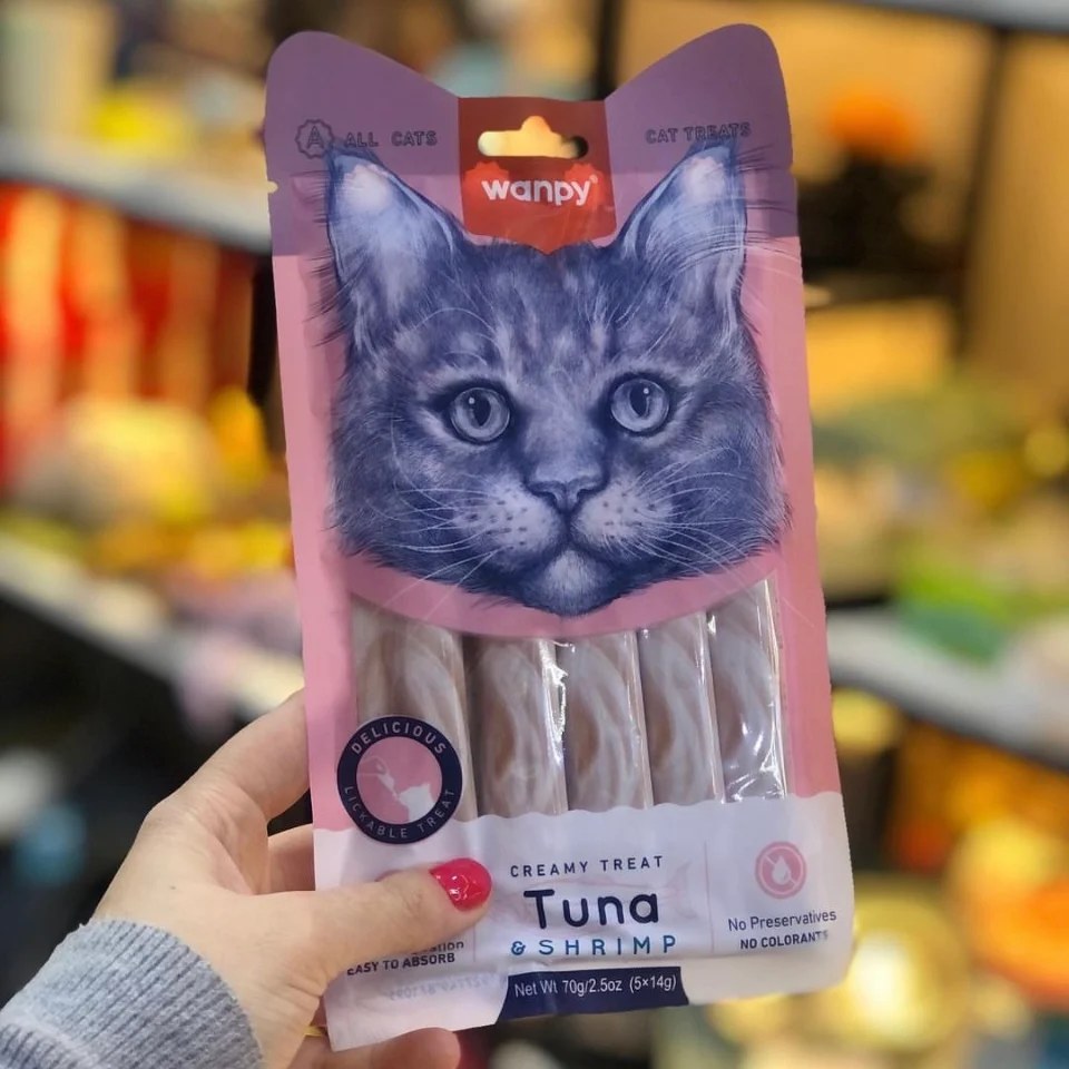 Wanpy Tuna & Shrimp Lickable Cat Treat 14 g, 5 Pieces