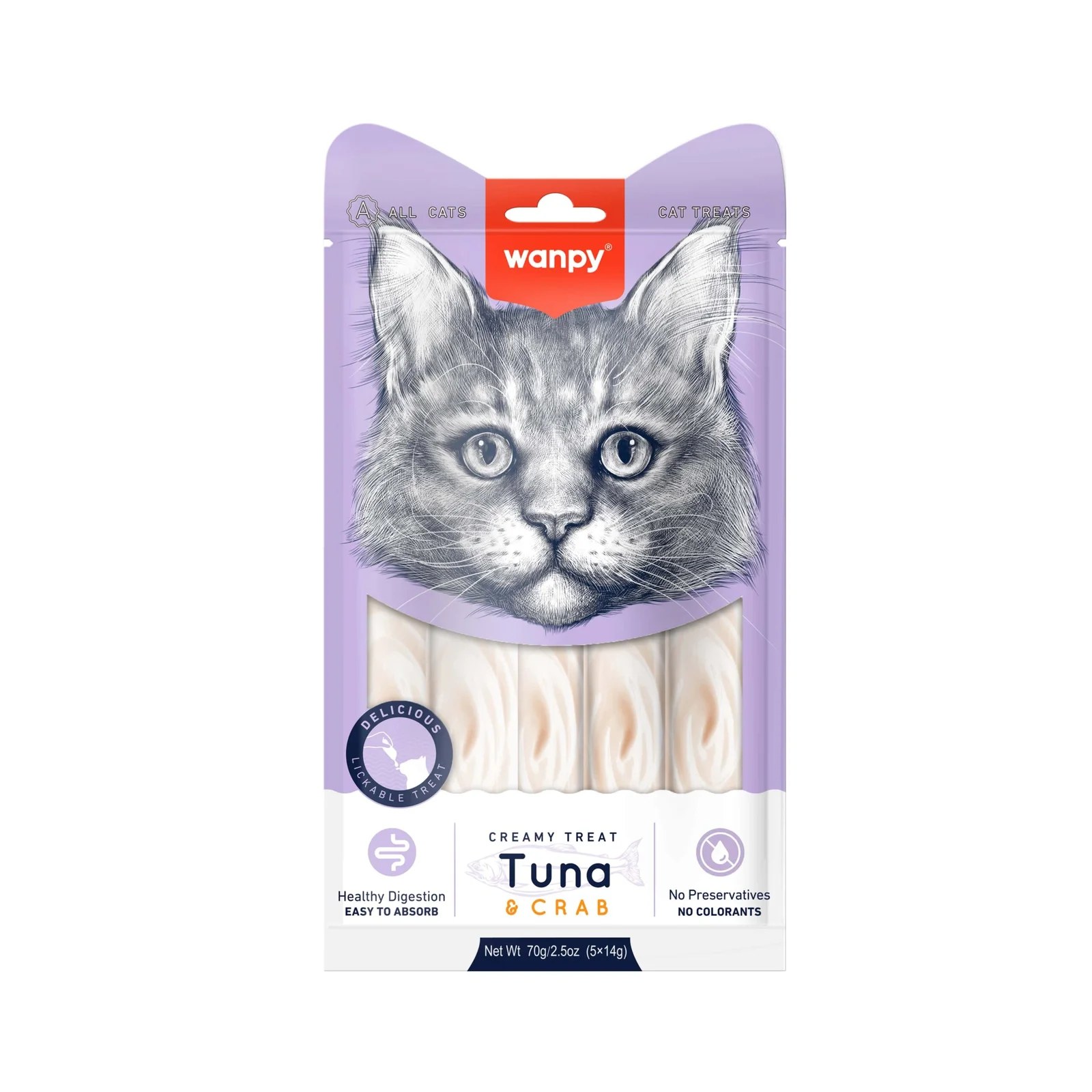 Wanpy Tuna & Crab Lickable Cat Treat 14 g, 5 Pieces