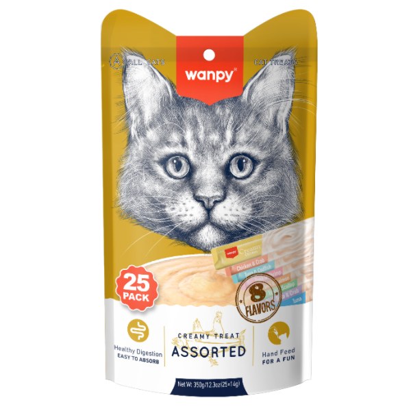 Wanpy Lickable Treat Mix Assorted Cat Treats, 14 g, 25 pcs