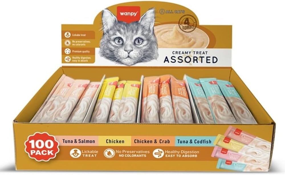 Wanpy Assorted Creamy Cat Treats, 14 g × 100