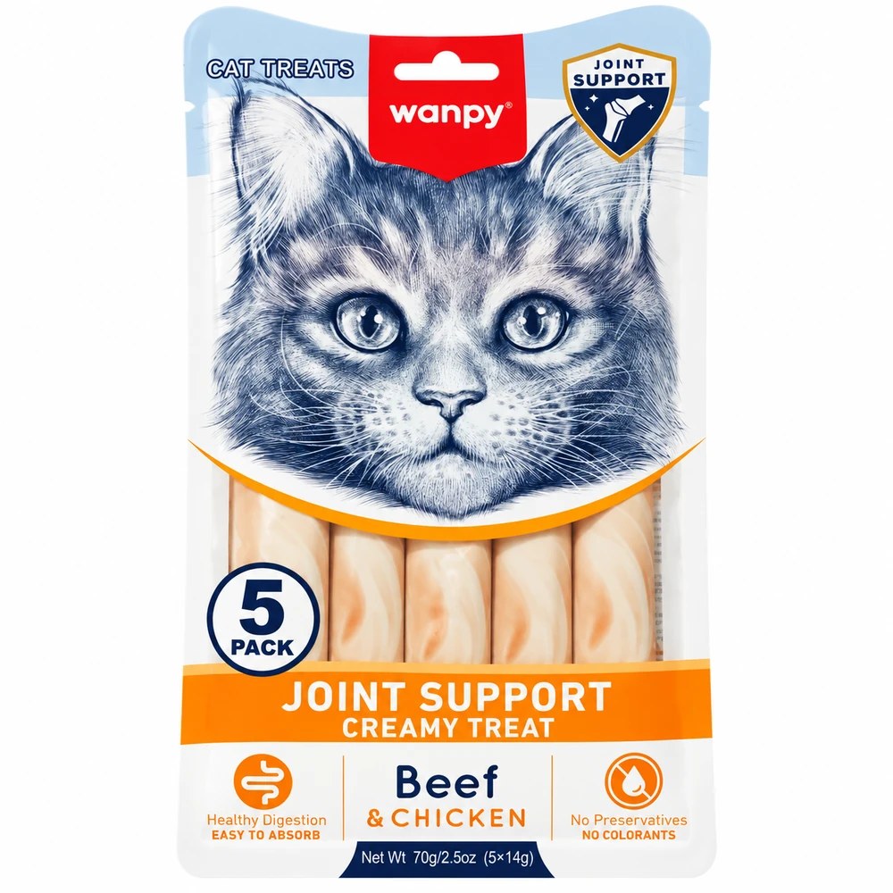 Wanpy Functional Creamy Lickable Cat Treat Beef & Chicken (Joint Support) 70GR