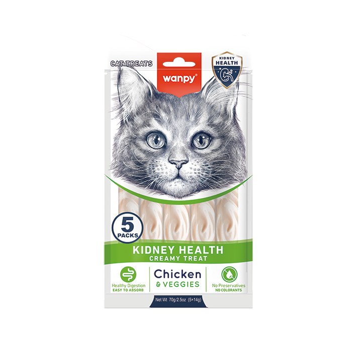 Wanpy Functional Creamy Lickable Cat Treat Chicken & Veggies Kidney Care 70 g