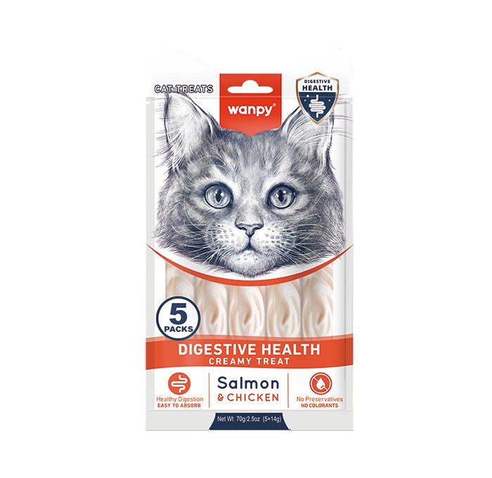 Wanpy Functional Creamy Cat Treat Salmon & Chicken, Digestive Health, 70 g
