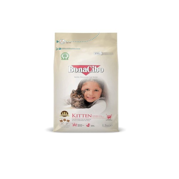 Bonacibo Superpremium Kitten Chicken & Rice with Anchovy 15 kg Cat Food