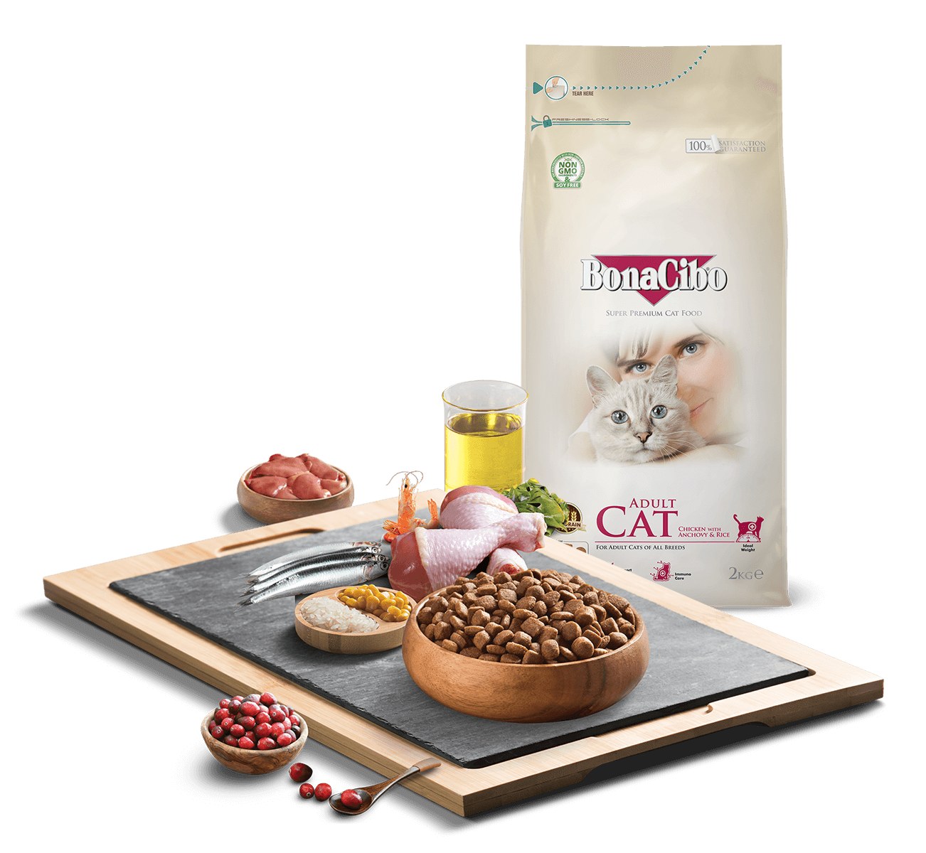 Bonacibo Superpremium Adult Cat Chicken, Rice & Anchovy 15 kg